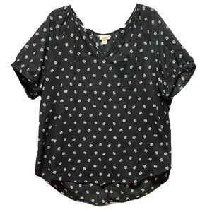 ANA a.n.a. XXL Pullover lightweight B&W blouse 100% cotton NWOT 13006